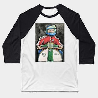 Retro Scooter, Classic Scooter, Scooterist, Scootering, Scooter Rider, Mod Art Baseball T-Shirt